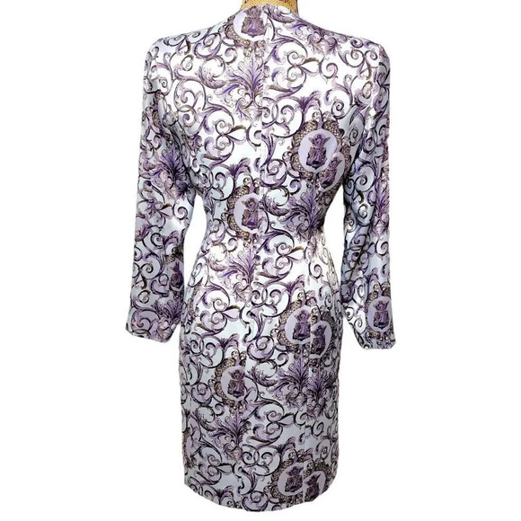 MARRY ME Vintage Women's Regal Shawl Satin Pencil Dress Size Medium Purple - Picture 4 of 15